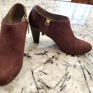 Suede and leather booties. Leather lining. New.